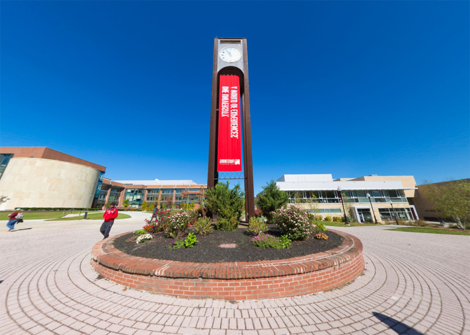 fish eye perspective of clocktower