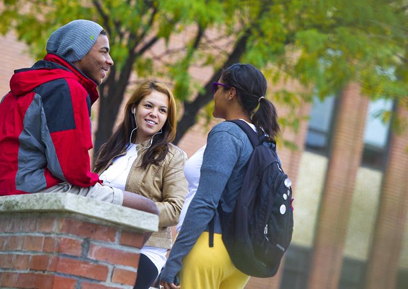 diverse students talking